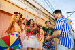 © kleberpicui - Brazilian Carnival. Group of friends celebrating carnival party