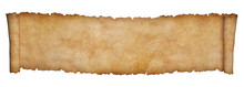 Horizontal Paper Scroll Or Parchment Manuscript Isolated On A White Background.