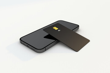 Black credit card and black iPhone 15 pro