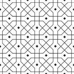 Abstract geometric line seamless white pattern. Arabesque tile texture in asian decor style