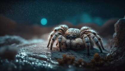 Close up photography of the hairy spider. 
