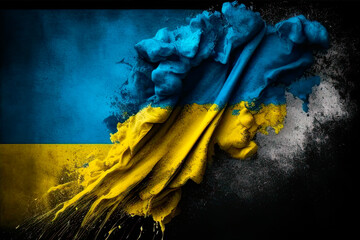 Poster - Flag of Ukraine. Ukrainian flag. Generative AI