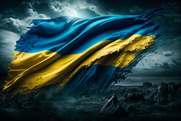 Poster - Flag of Ukraine. Ukrainian flag. Generative AI