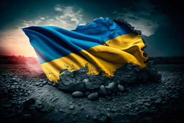 Poster - Flag of Ukraine. Ukrainian flag. Generative AI