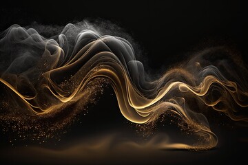Wall Mural - silver and gold smoke with shiny glitter particles abstract, ai