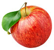 © Roman Samokhin - Single ripe red apple fruit with green leaf isolated on transparent background