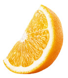 Fototapeta  - Ripe wedge of orange citrus fruit isolated on transparent background