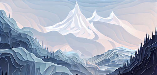  Snow mountain landscape artwork, perfect for backgrounds, generative AI