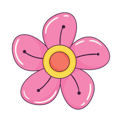 Sticker - pink flower retro style