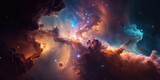Fototapeta Kosmos - Colorful space galaxy cloud nebula. Stary night cosmos. Universe science astronomy. Supernova background wallpaper