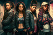 Female street gang members or rappers AI generative