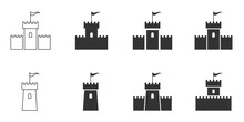 Castle Icon Set. Vector Illustration.