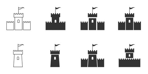 Castle icon set. Vector illustration.