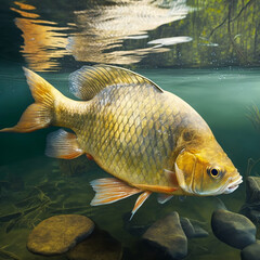 Wall Mural - Crucian carp in water