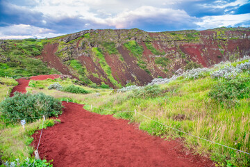 Poster - Kerid Volcano in summer season, Iceland