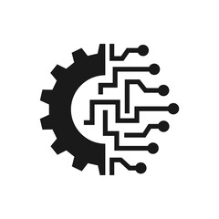 Digital technology gear icon concept isolated on white background. Vector illustration