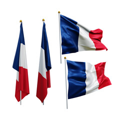 Wall Mural - 3d rendering france western europe flag fluttering and no fluttering