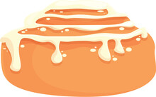 Milk Cinnamon Roll Bun Icon Cartoon Vector. Swirl Pastry. Food Sticky