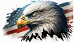 Patriotic Eagle against the American Flag Illustration, Memorial Day, Proud Patriot, Red White and Blue, Freedom, Veterans Day, Troops and Military, Independence, Splatter Art