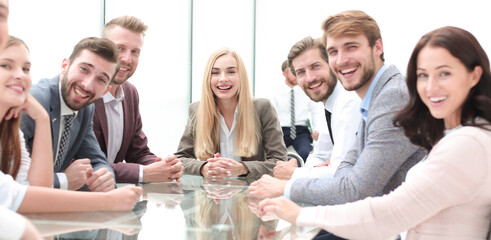 Wall Mural - successful business team sitting at the table in the conference