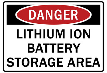 Wall Mural - Battery storage area sign and labels lithium ion