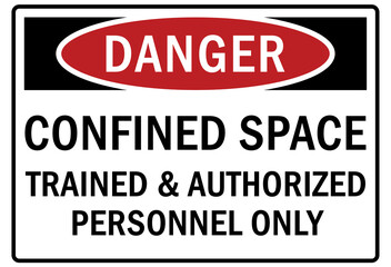 Canvas Print - Confined space sign and labels trained and authorized personnel only