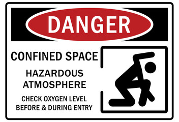 Canvas Print - Confined space sign and labels hazardous atmosphere check oxygen level before and during entry