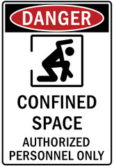 Wall Mural - Confined space sign and labels authorized personnel only