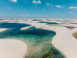 aerial photo with drone of Lençóis Maranhenses in Santo Amaro in Brazil