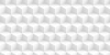 Seamless abstract minimal white isometric cubes background texture transparent overlay. Modern geometric squares backdrop or wallpaper pattern. Grayscale displacement, bump or height map 3D rendering.