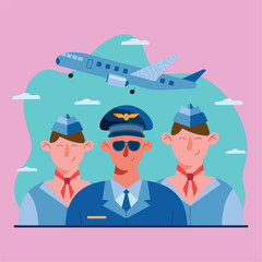 Sticker - airplane with aircrew team