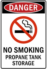 Wall Mural - Propane warning sign and labels no smoking propane tank storage