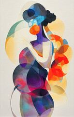 The beauty of Pregnancy - Watercolour Illustration of cold press watercolour paper, high quality scan. Generative AI.