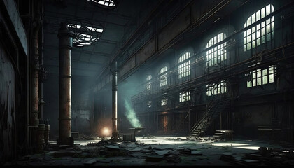 Factory warehouse interior -AI Generated