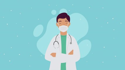 Canvas Print - male doctor with sthetoscope character animation