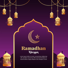 Wall Mural - Realistic ramadan kareem instagram post background