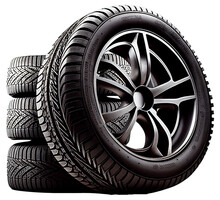 Car Tires On A White Background. On Transparent PNG Background. Generative AI.