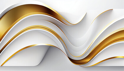 Wall Mural - 3d white background with shiny golden lines. generative ai.
