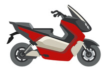 Modern Motorcycle Red Color Vector Illustration