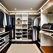 A glamourous walk-in closet with custom shelving3, Generative AI