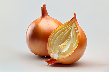 Wall Mural - Closeup of a whole shallot, isolated on white background. Generative Ai