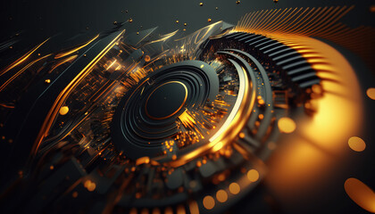 Wall Mural - Abstract technological background.  Post-processed generative AI	
