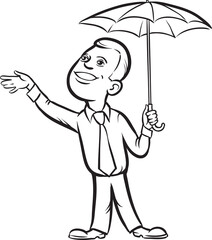 Wall Mural - whiteboard drawing businessman with umbrella checking for rain - PNG image with transparent background