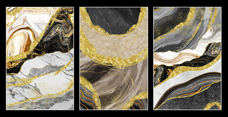 3d wallpaper marble for wall frames. Resin geode and abstract art, functional art, like watercolor geode painting. golden and gray marble background