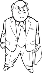 Wall Mural - whiteboard drawing cartoon standing fat businessman - PNG image with transparent background