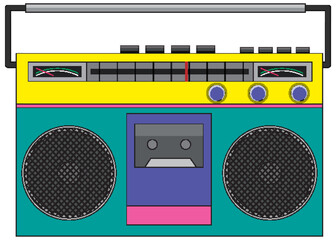 Poster - Retro radio on white background