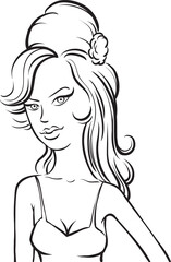 Sticker - whiteboard drawing spanish beauty woman - PNG image with transparent background