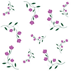 Wall Mural - Seamless vector floral pattern with cute spring lilac flowers