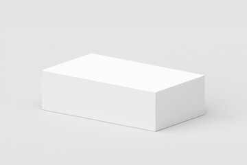 Poster - White cube podium platform isolated on 3d geometric background with blank box product stage stand minimal display or empty rectangle pedestal block object perspective mockup presentation show concept.