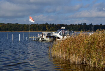 Sticker - Marina in Autumn at Lake Grienerick in the Town Rheinsberg, Brandenburg